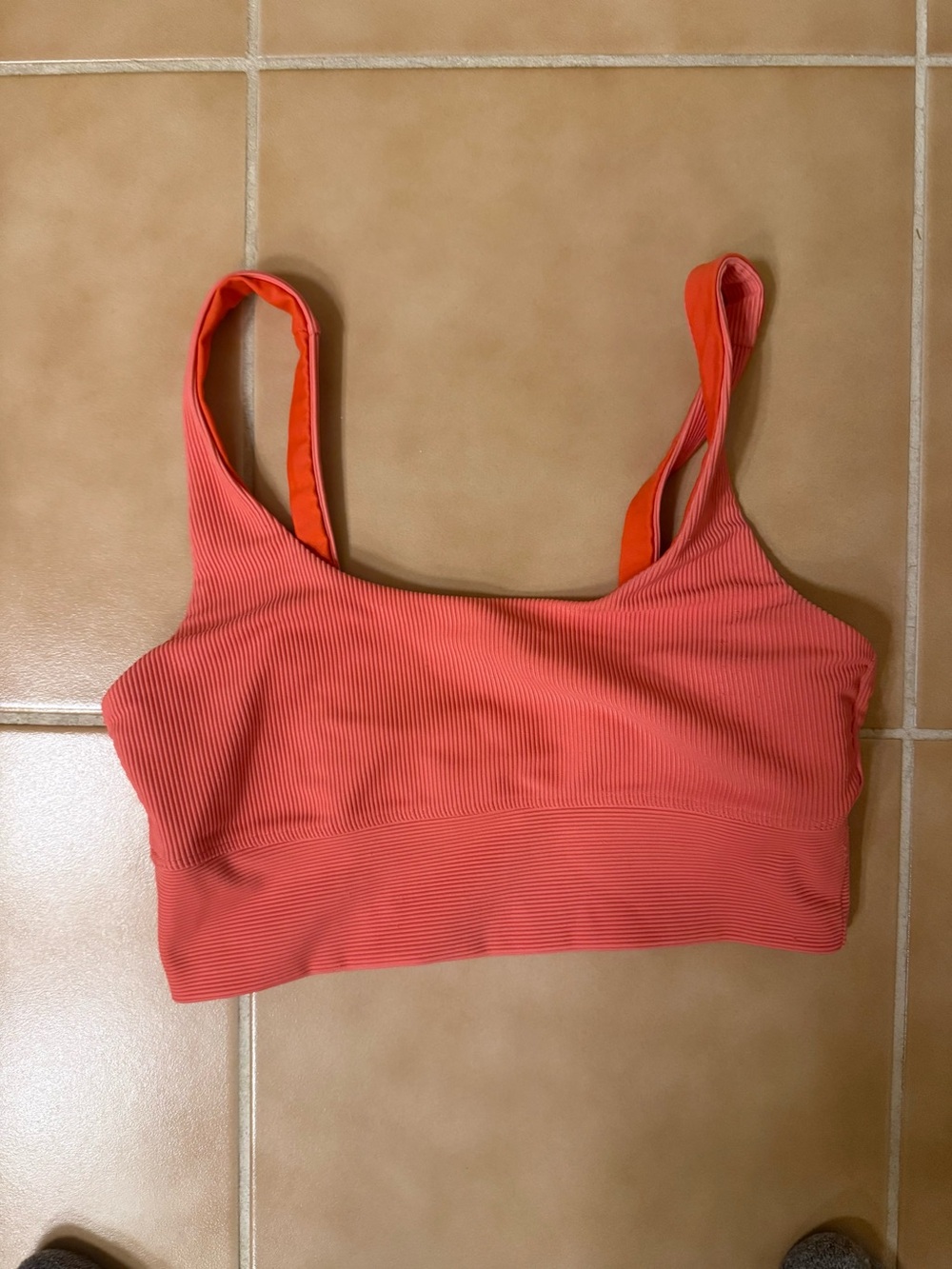 Beach Riot Coral-Orange Ribbed Sports Bralette